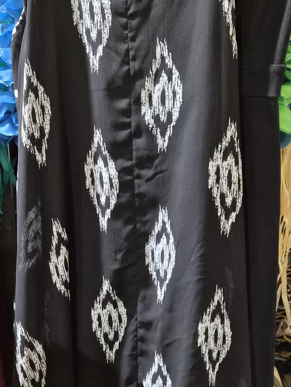 Charlies Black Maxi Skirt with White Ikat Motif